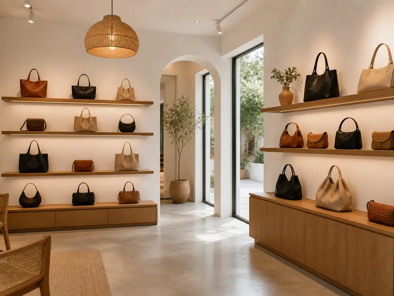 Boutique Misako avec sacs exposés en rayon
